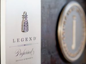 Photo of a plaque hanging on the hotel's exterior that associates that we are a Preferred Hotels and Resorts Legend Property